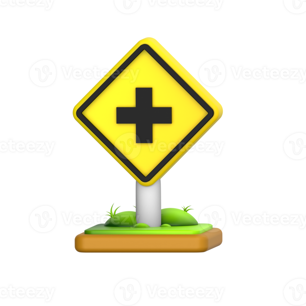 Cross Road Sign 3D Icon png
