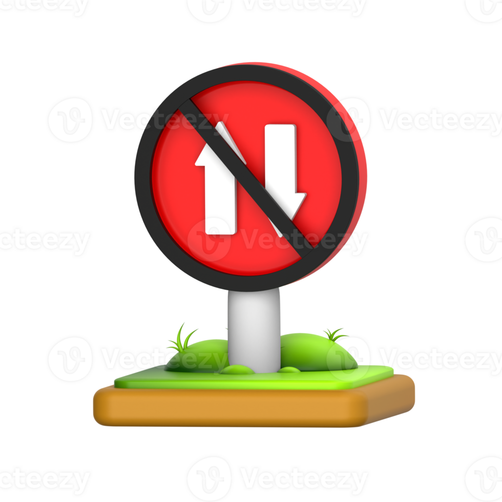 One Way Traffic Sign 3D Icon png