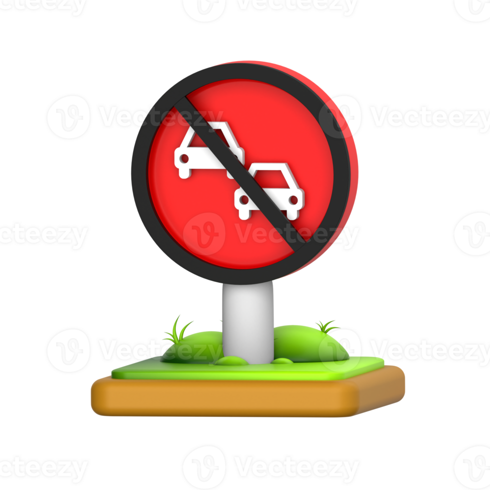 No overtaking sign 3D Icon png