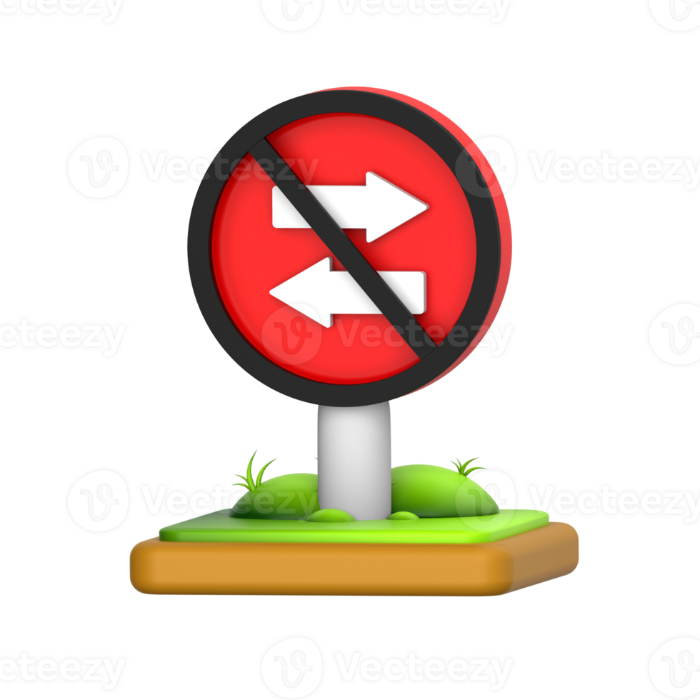 One Way Traffic Sign 3D Icon png
