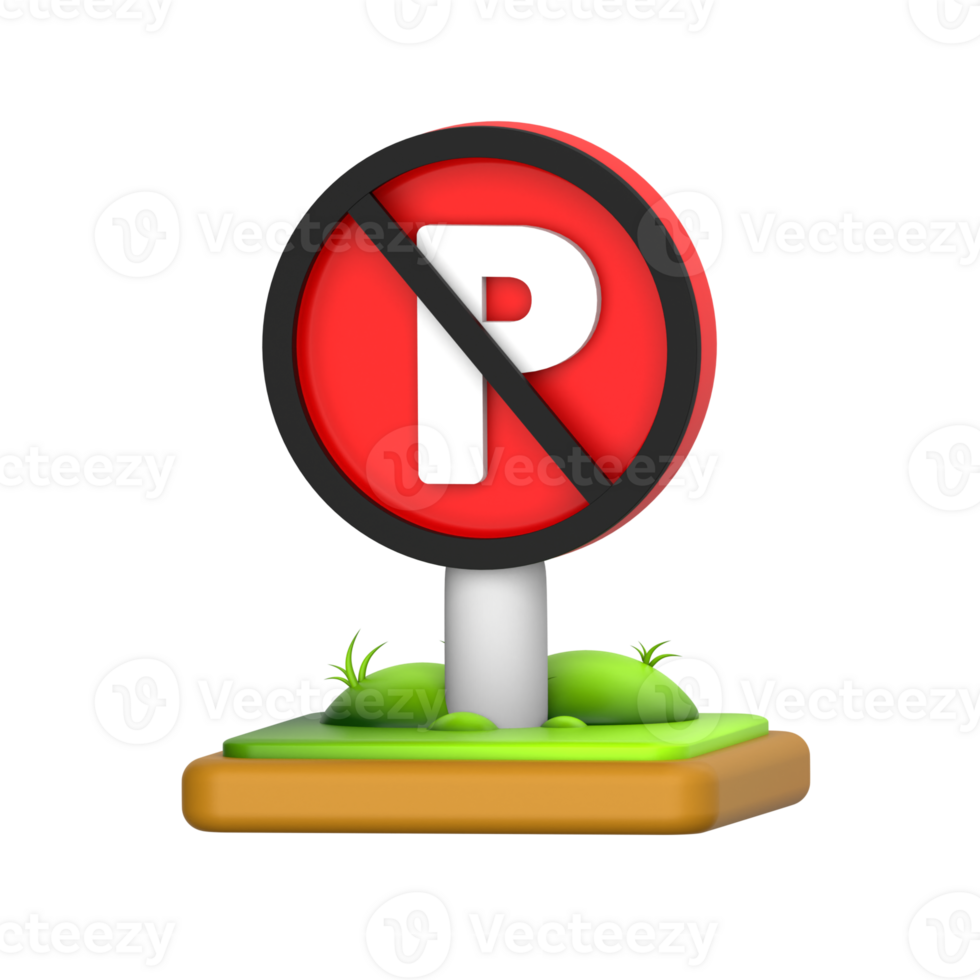 No Parking Sign 3D Icon png