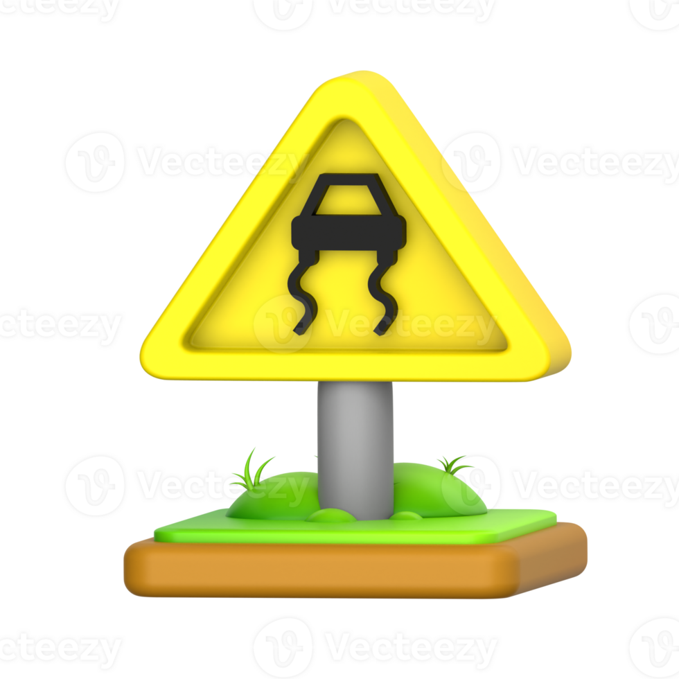Slippery When Wet Sign 3D Icon png