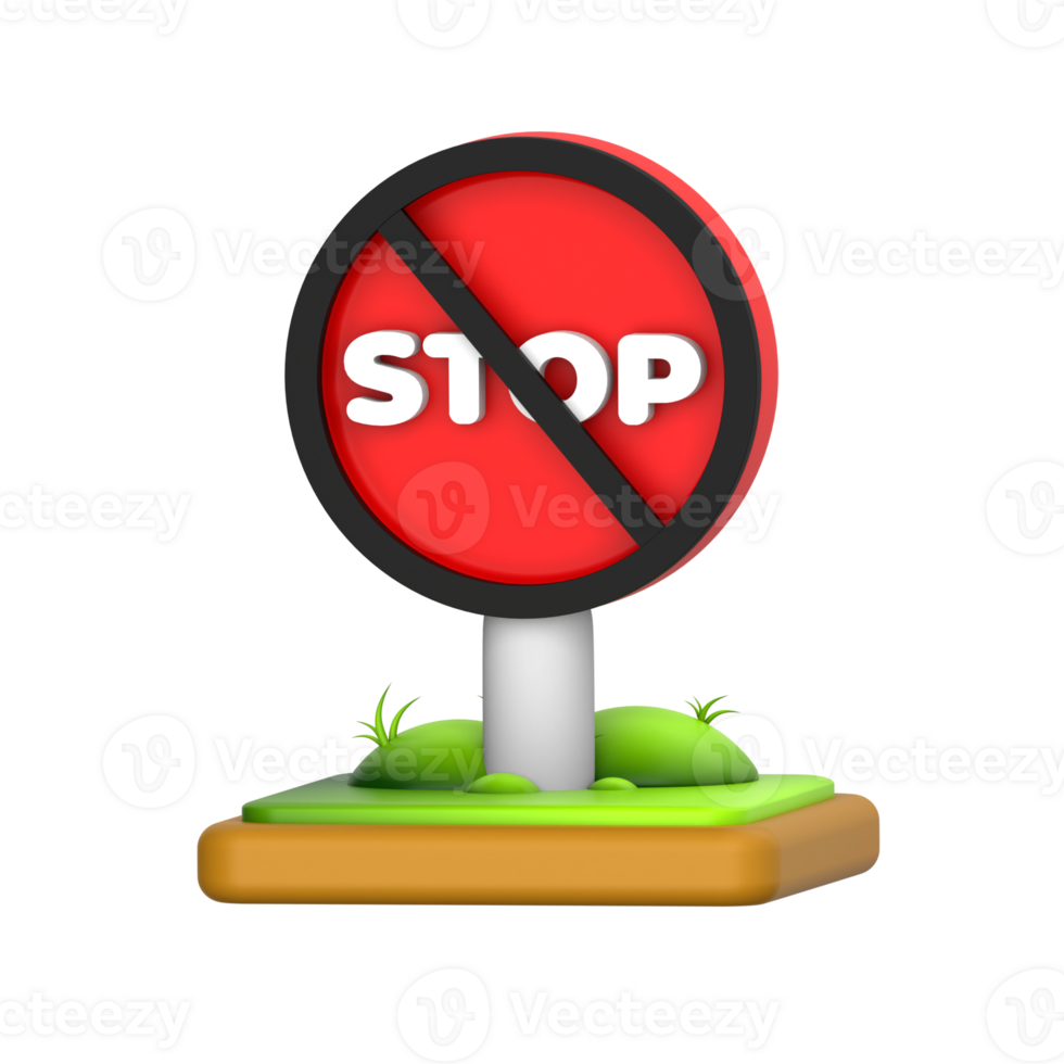 NO stop sign 3D Icon png