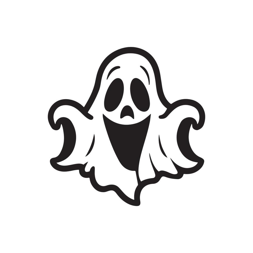 Halloween ghost with eyes , logo, icon, Doodle, Halloween ghost with eyes silhouette black and white vector