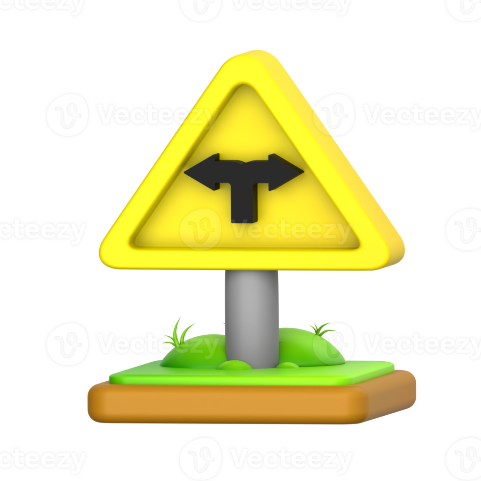 T Junction Sign 3D Icon png