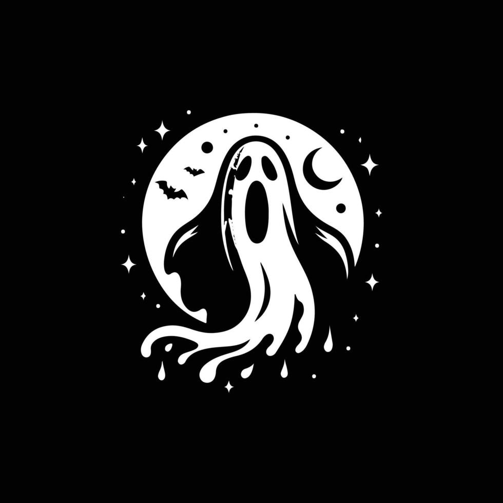 Halloween ghost with eyes , logo, icon, Doodle, Halloween ghost with eyes silhouette black and white vector