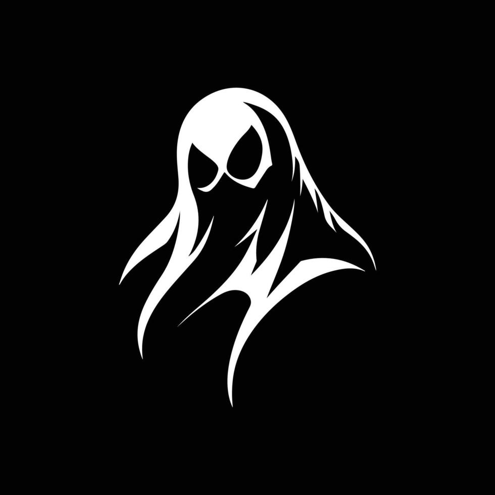 Halloween ghost with eyes , logo, icon, Doodle, Halloween ghost with eyes silhouette black and white vector
