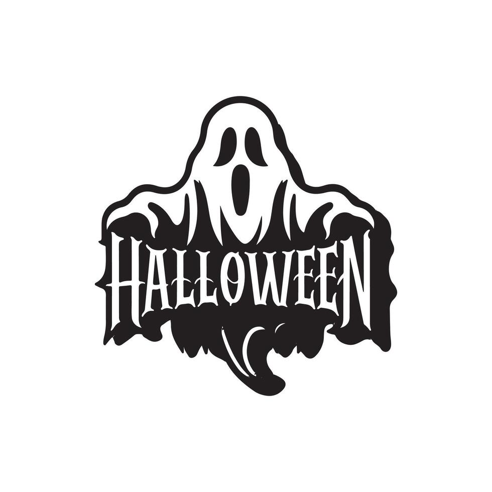 Halloween ghost with eyes , logo, icon, Doodle, Halloween ghost with eyes silhouette black and white vector