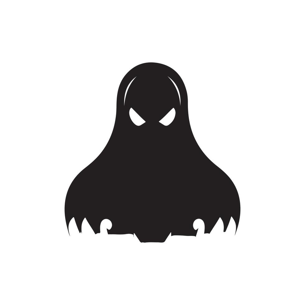 Halloween ghost with eyes , logo, icon, Doodle, Halloween ghost with eyes silhouette black and white vector