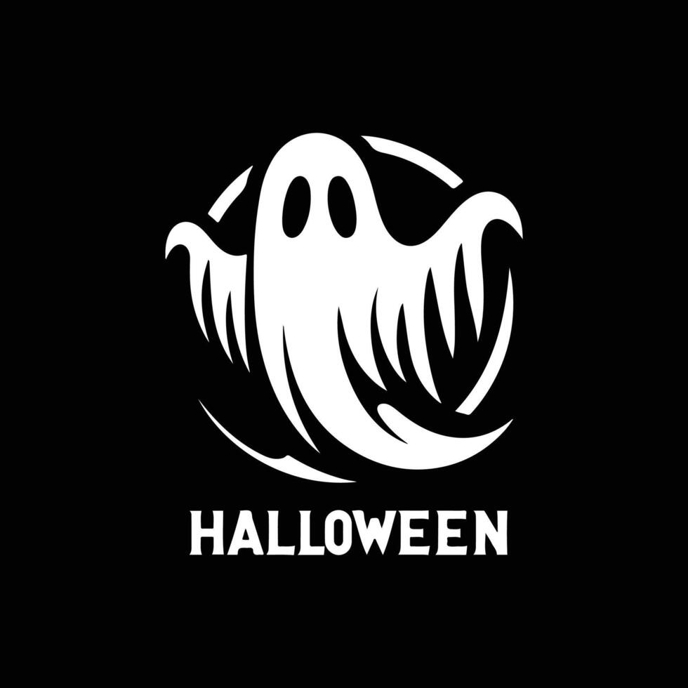 Halloween ghost with eyes , logo, icon, Doodle, Halloween ghost with eyes silhouette black and white vector