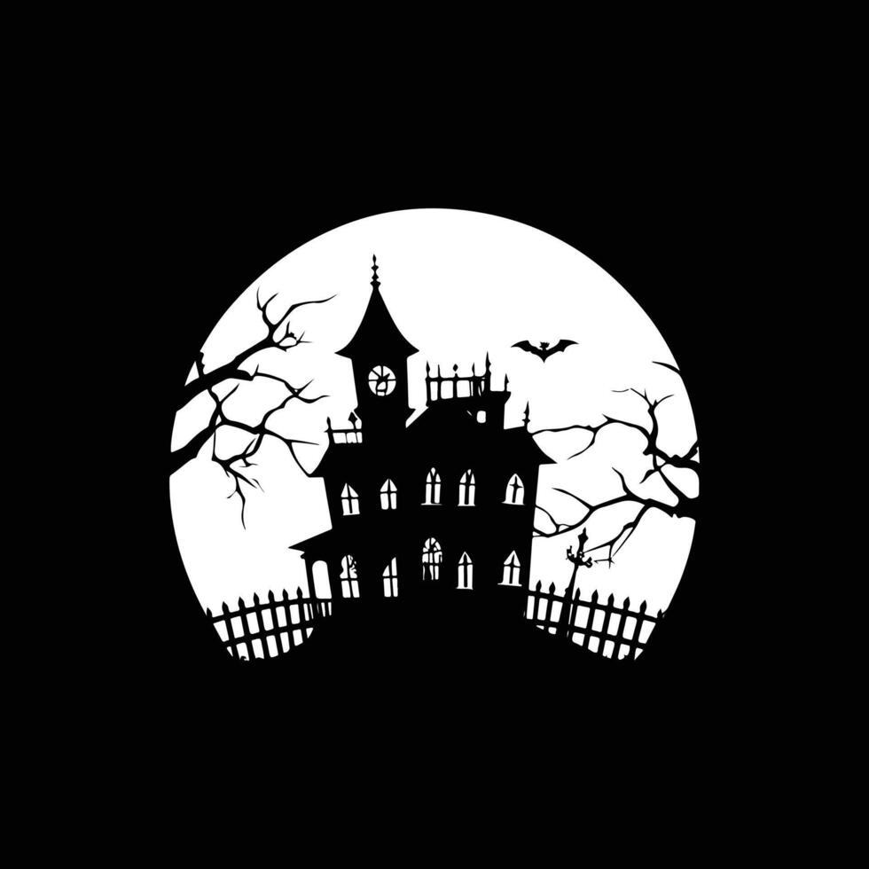 Halloween house silhouette icon logo design on white background vector