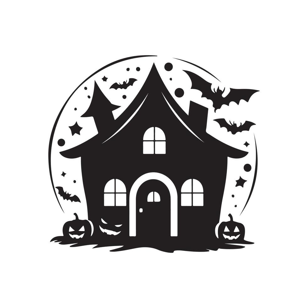 Halloween house silhouette icon logo design on white background vector