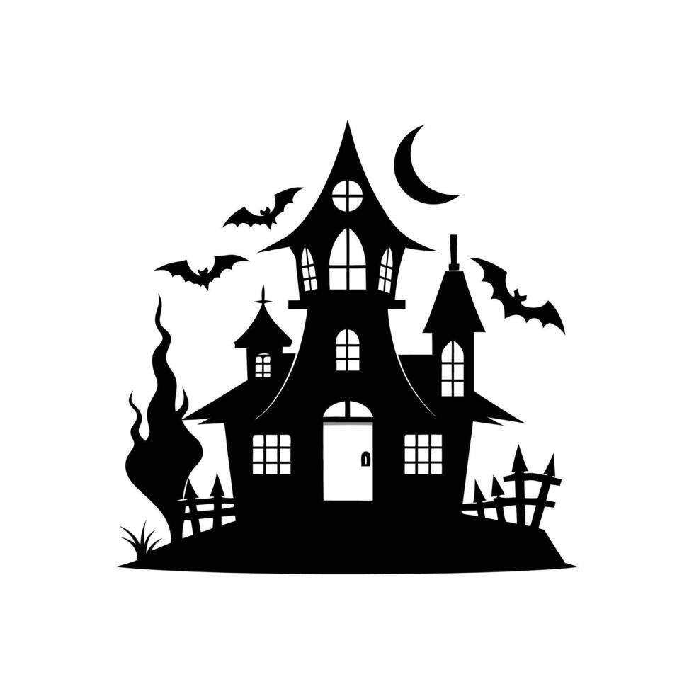 Halloween house silhouette icon logo design on white background vector