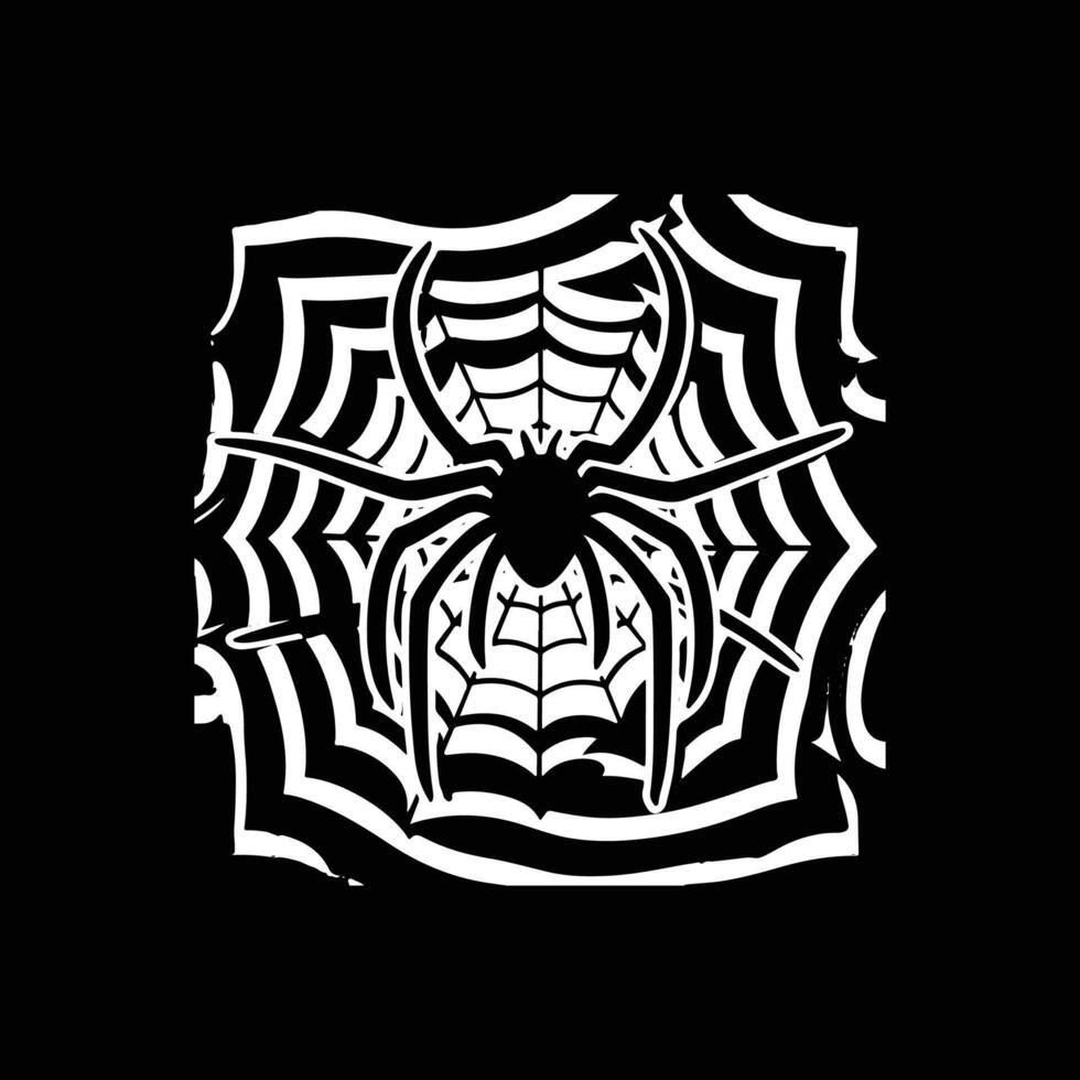 Halloween spider with spider net logo. icon, silhouette design black and white vector