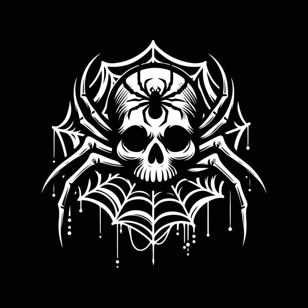 Halloween spider with spider net logo. icon, silhouette design black and white vector