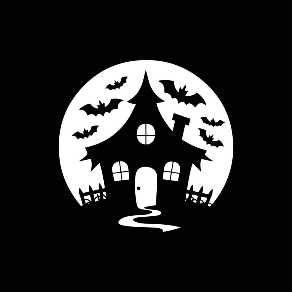 Halloween house silhouette icon logo design on white background vector
