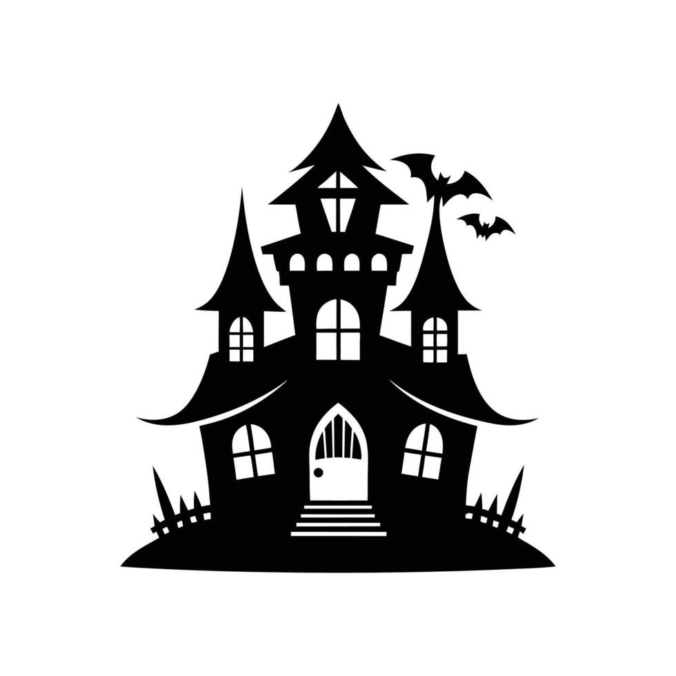 Halloween house silhouette icon logo design on white background vector