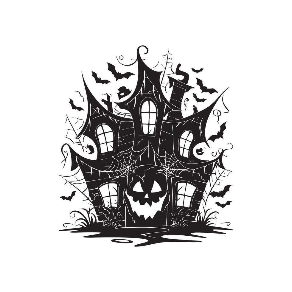 Halloween house silhouette icon logo design on white background vector