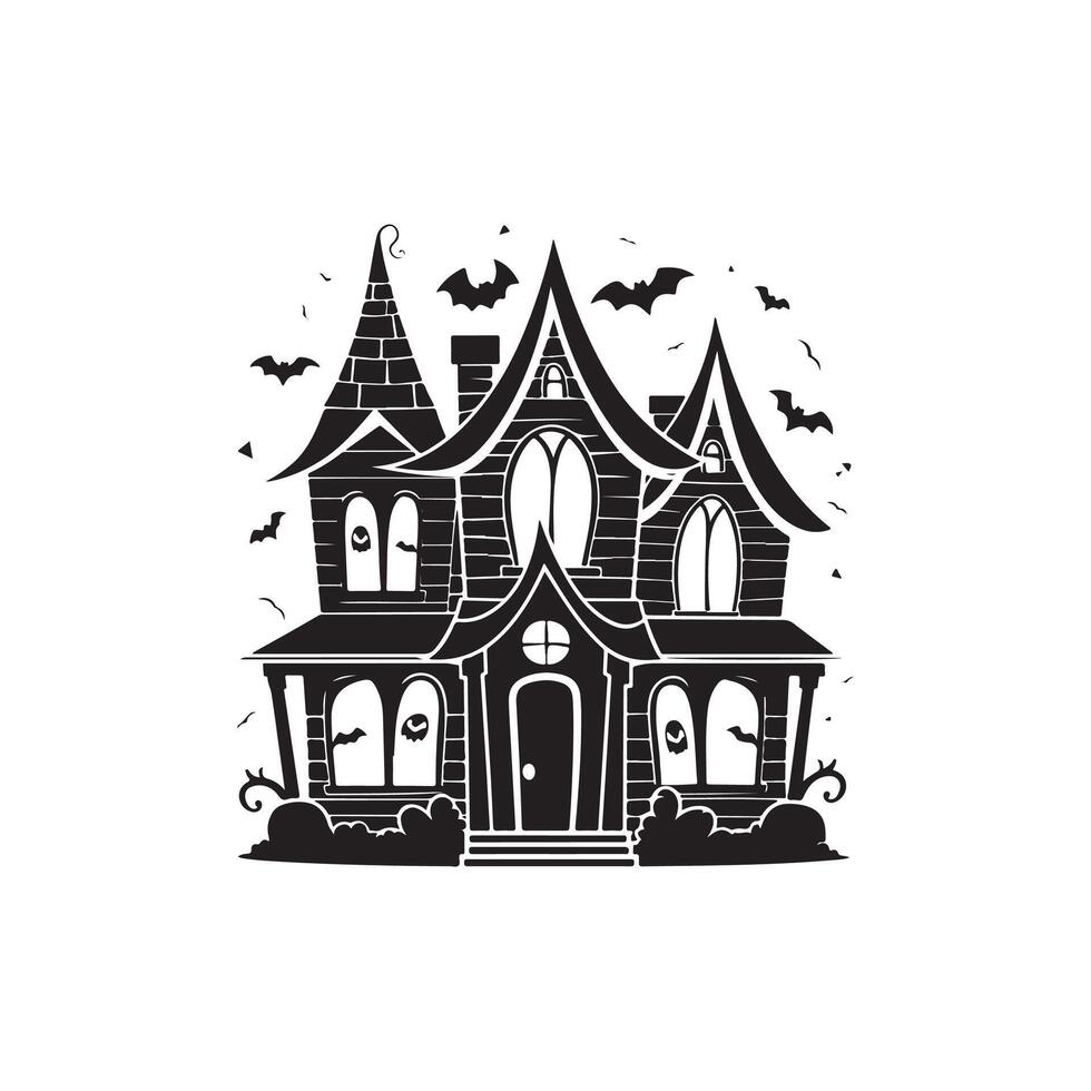 Halloween house silhouette icon logo design on white background vector