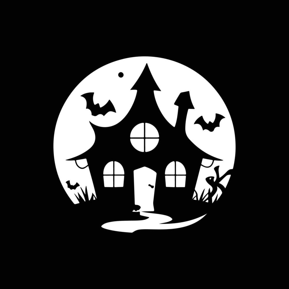Halloween house silhouette icon logo design on white background vector