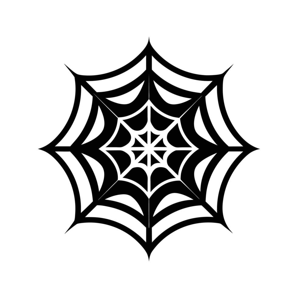 Halloween spider with spider net logo. icon, silhouette design black and white vector
