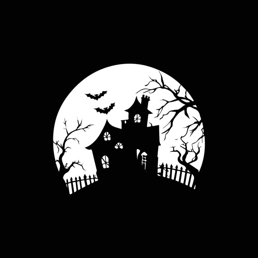 Halloween house silhouette icon logo design on white background vector