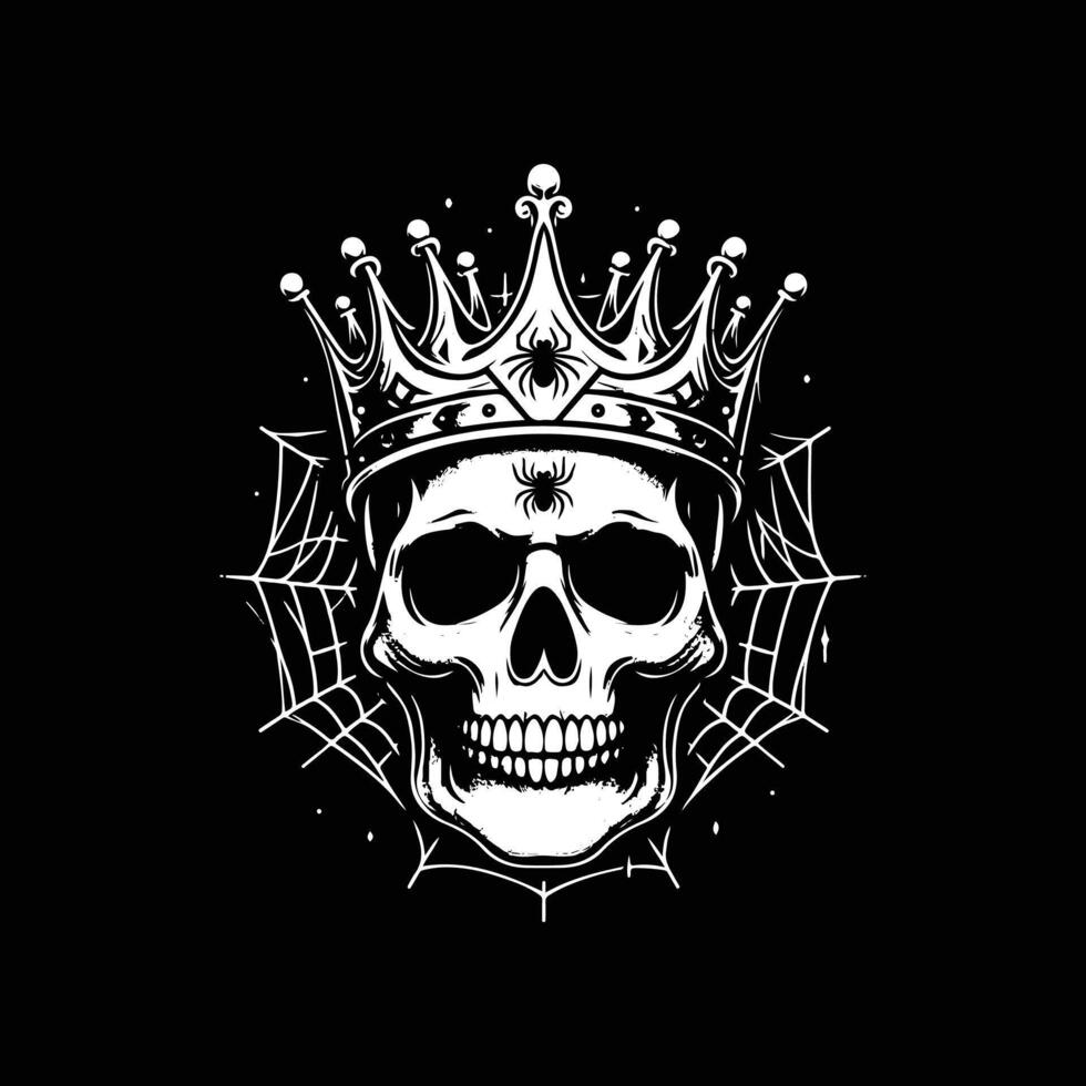 Halloween skull crown with spider net , silhouette, logo, icon, doddle black and white vector