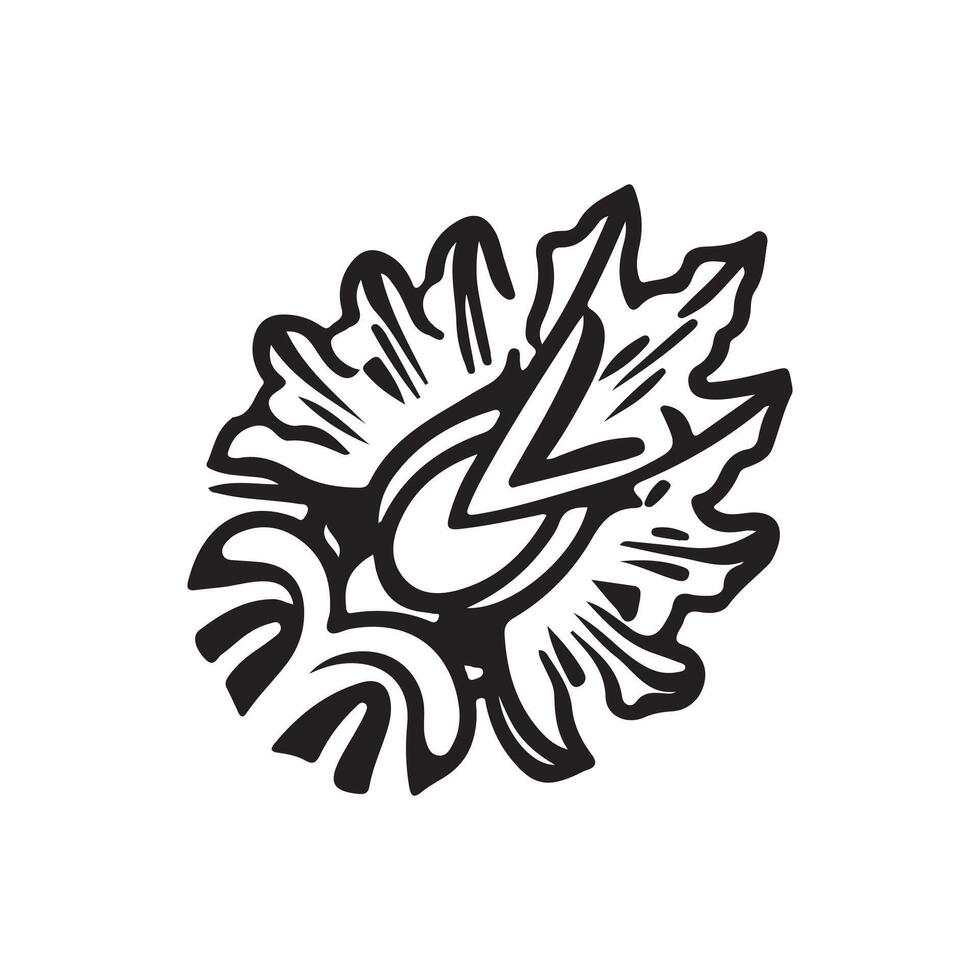 Neo tribal tattoo gothic cyber body ornament , logo, icon, silhouette, doddle design black and white vector