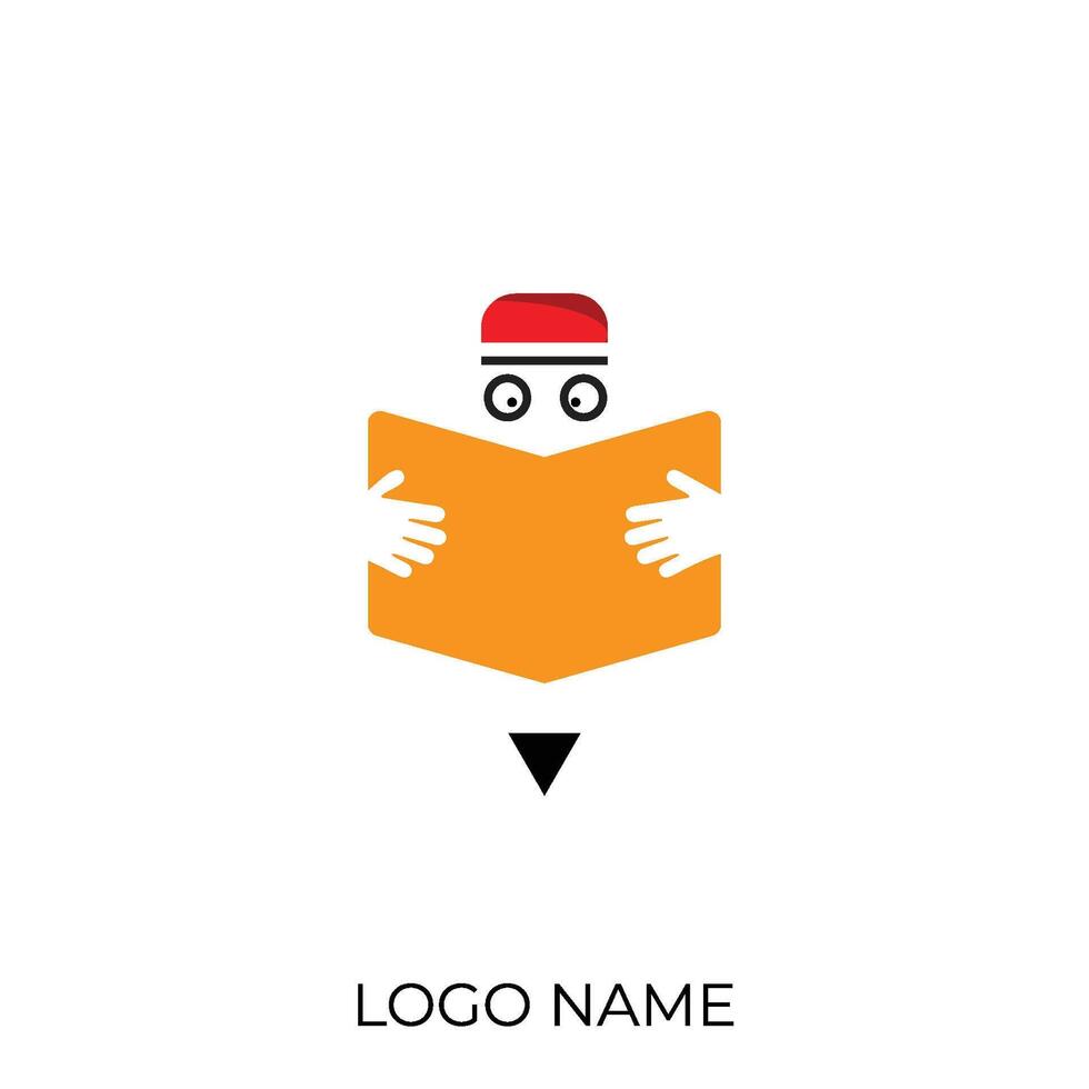 a logo with a man reading a book vector