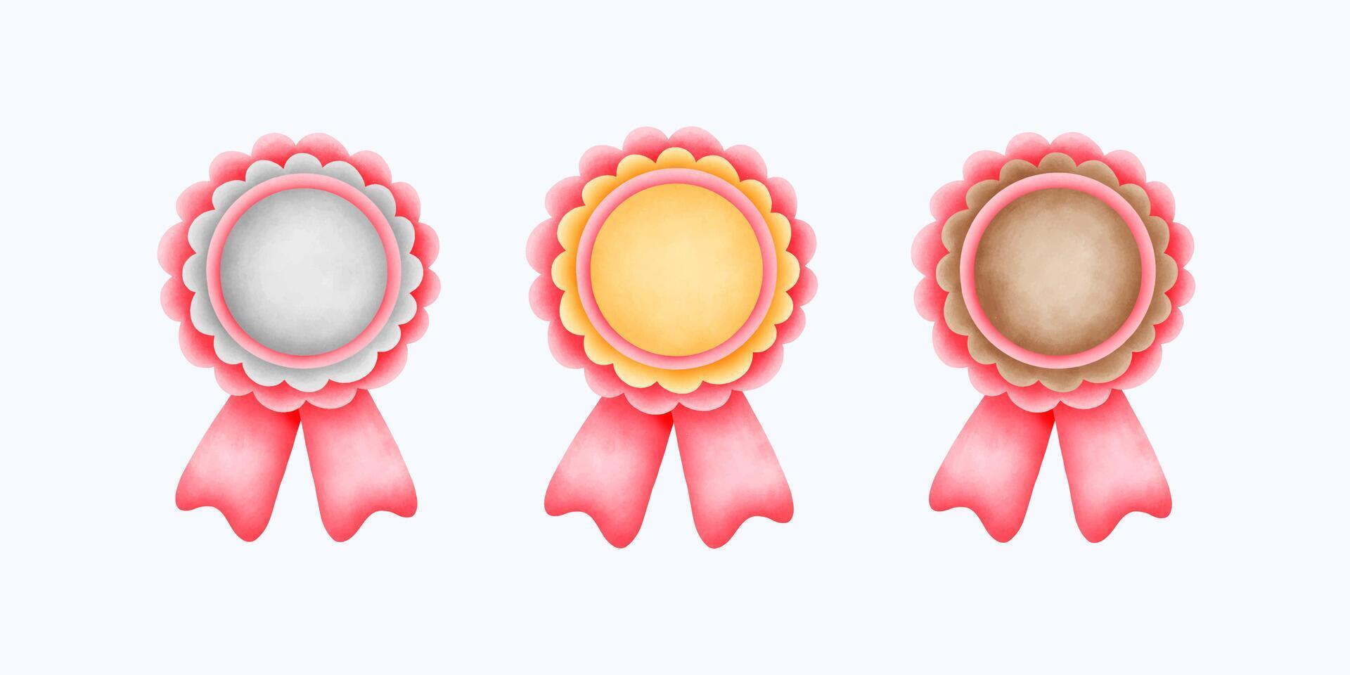 watercolor medal illustration vector