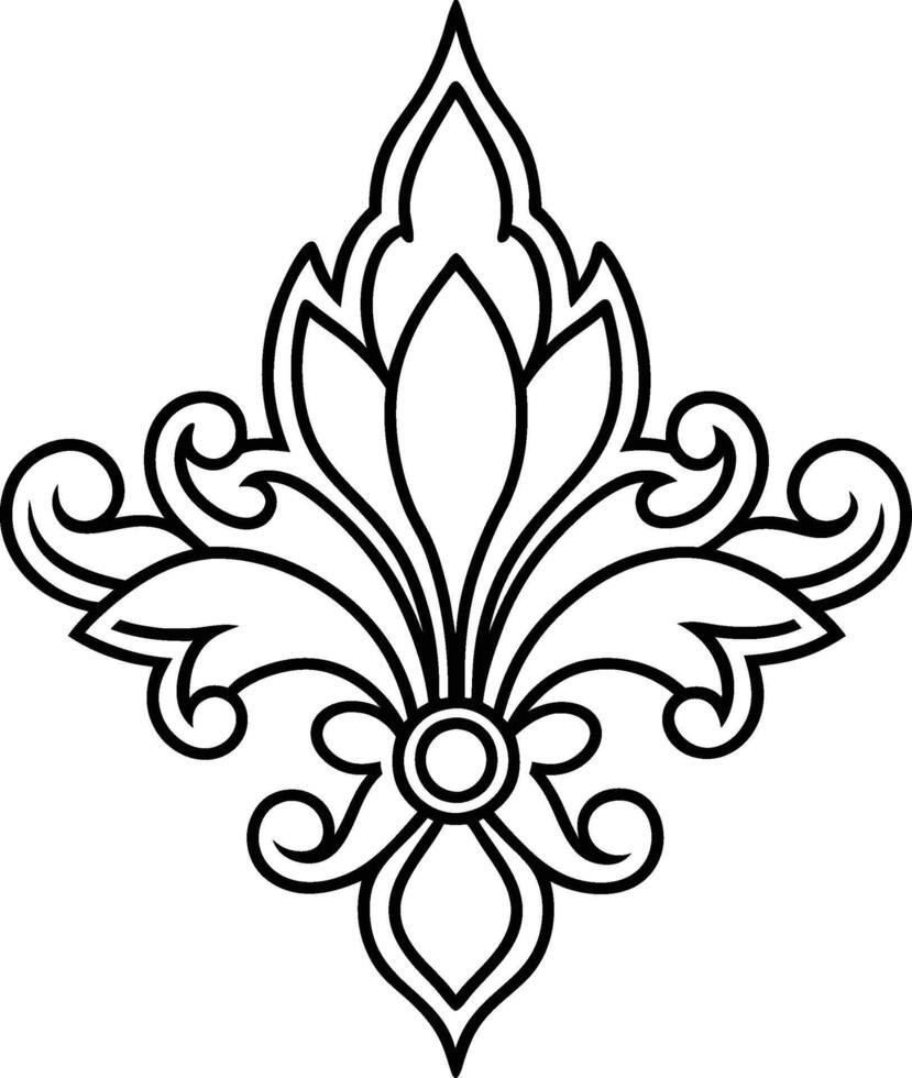 black ornament baroque leaf design on white vector