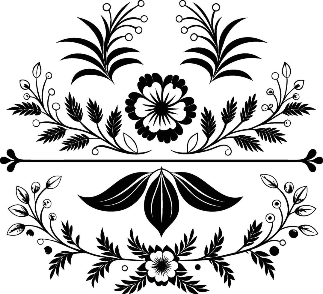 floral design elements vintage dividers outline vector