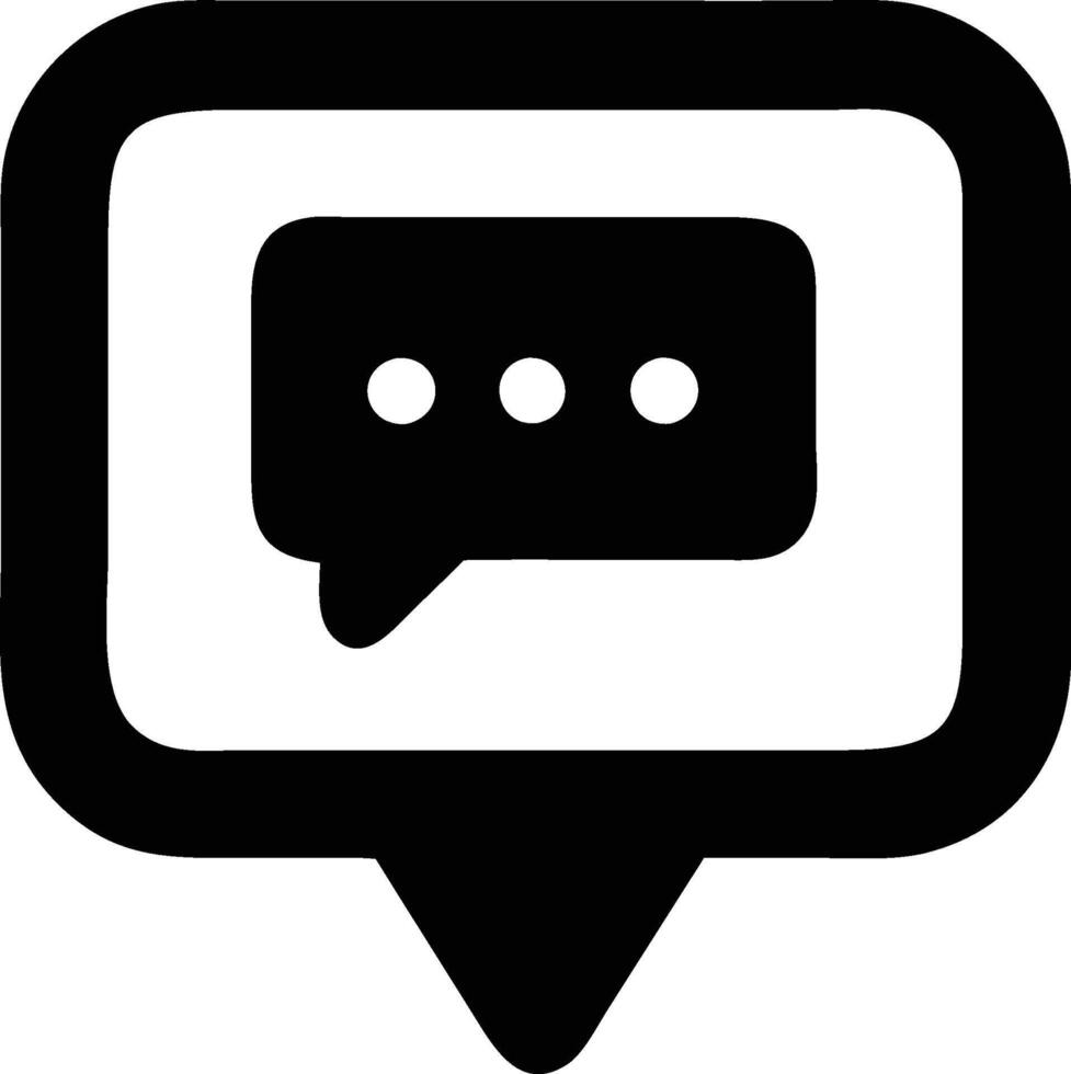 a black and white icon of a speech bubble vector