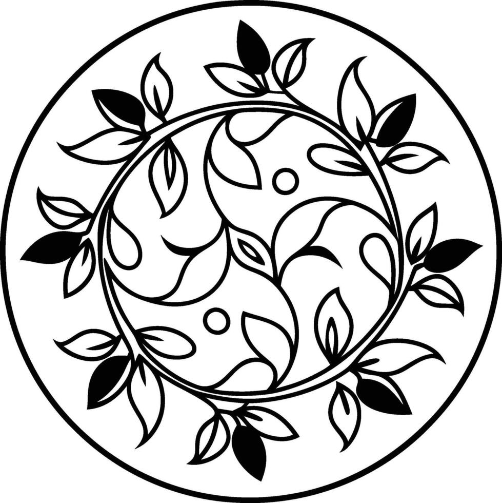 a black and white design of floral vine vector