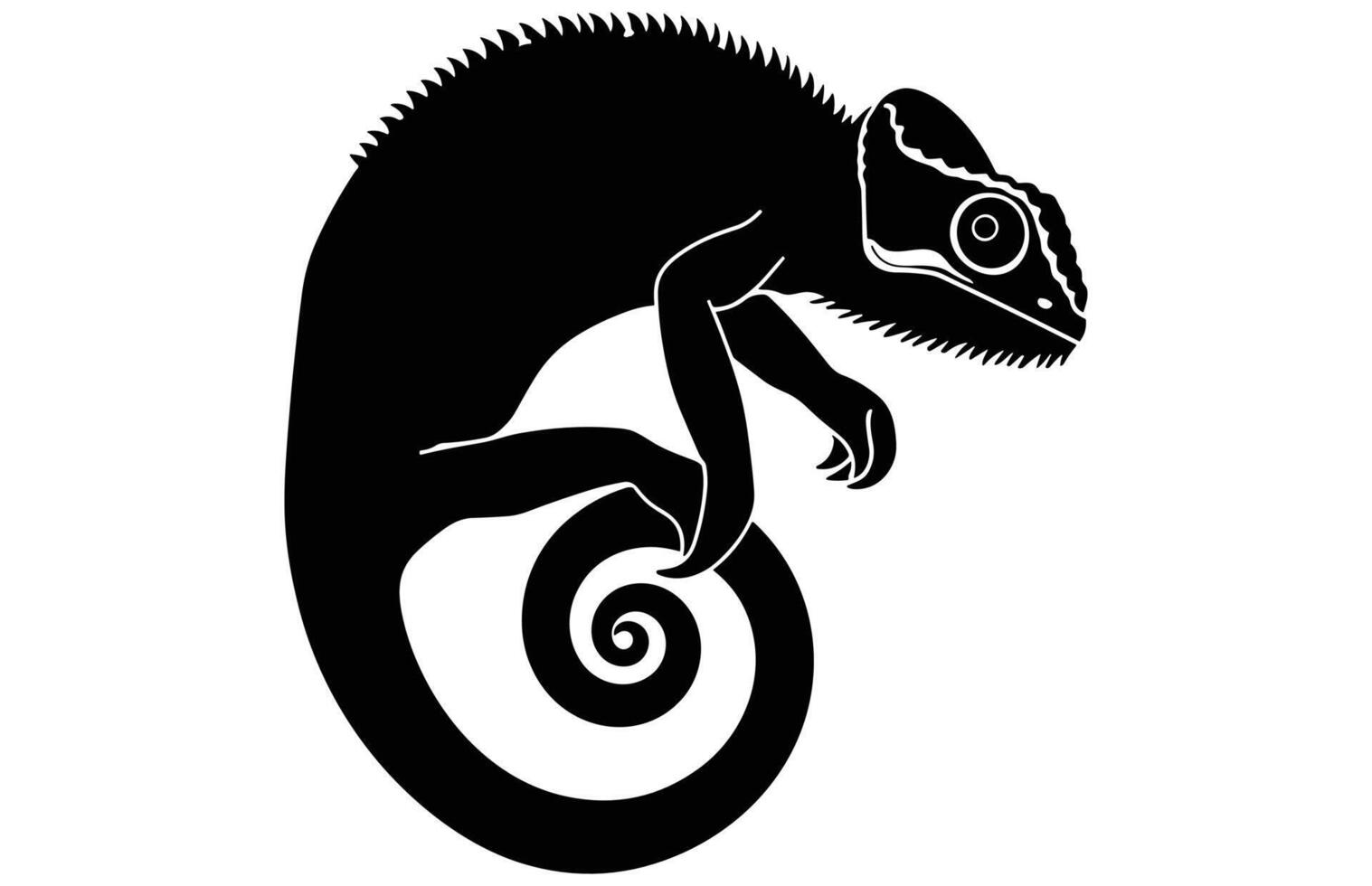 Chameleon Silhouette High Quality Stock Illustration. vector