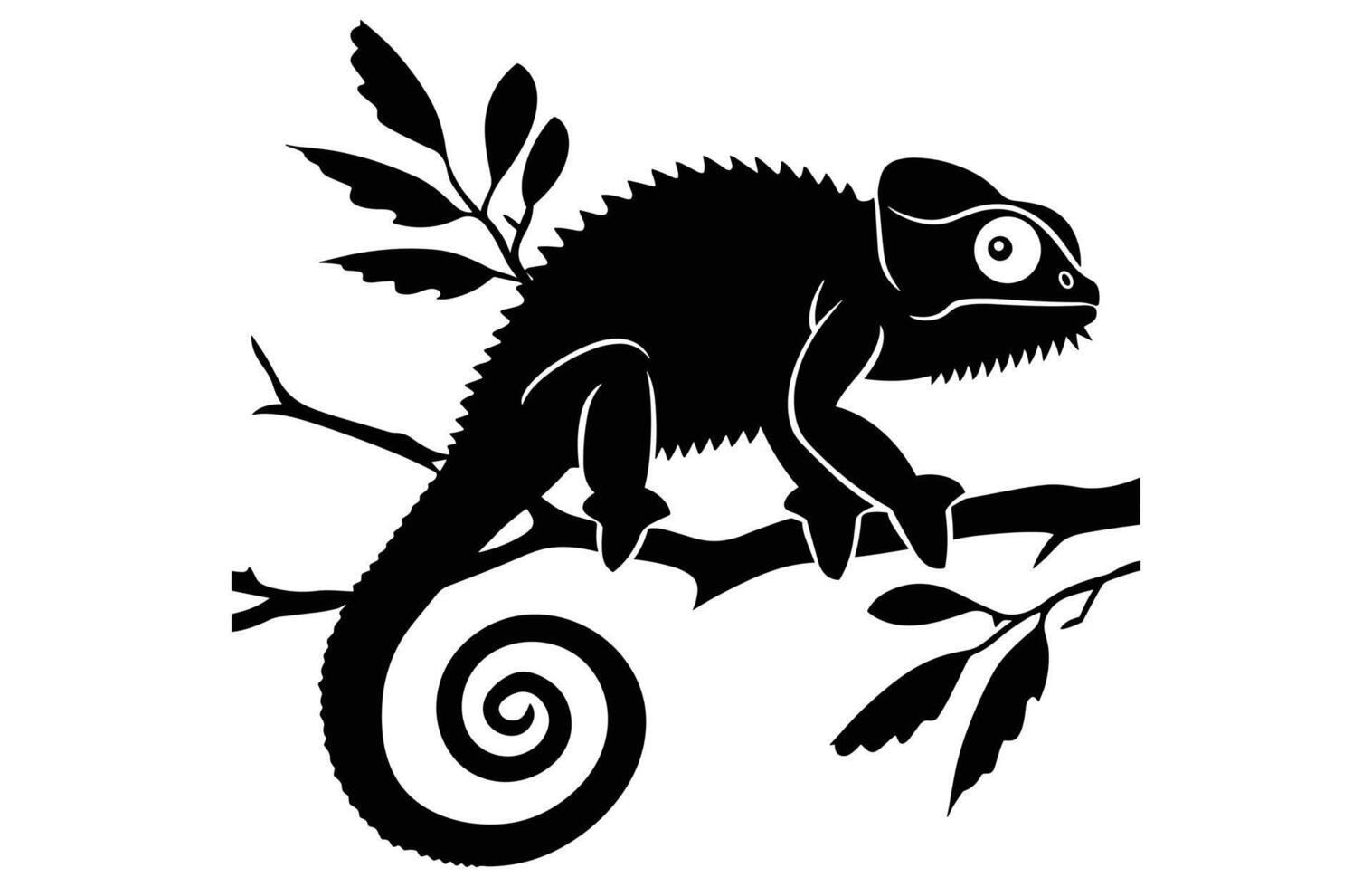 Chameleon Silhouette High Quality Stock Illustration. vector