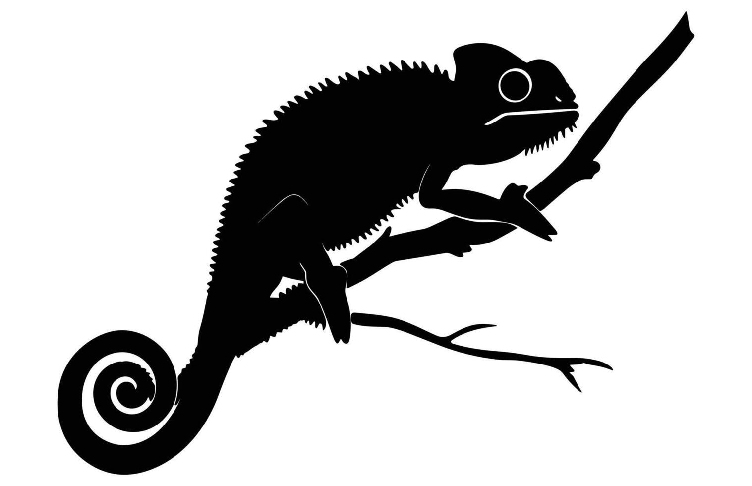 Chameleon Silhouette High Quality Stock Illustration. vector