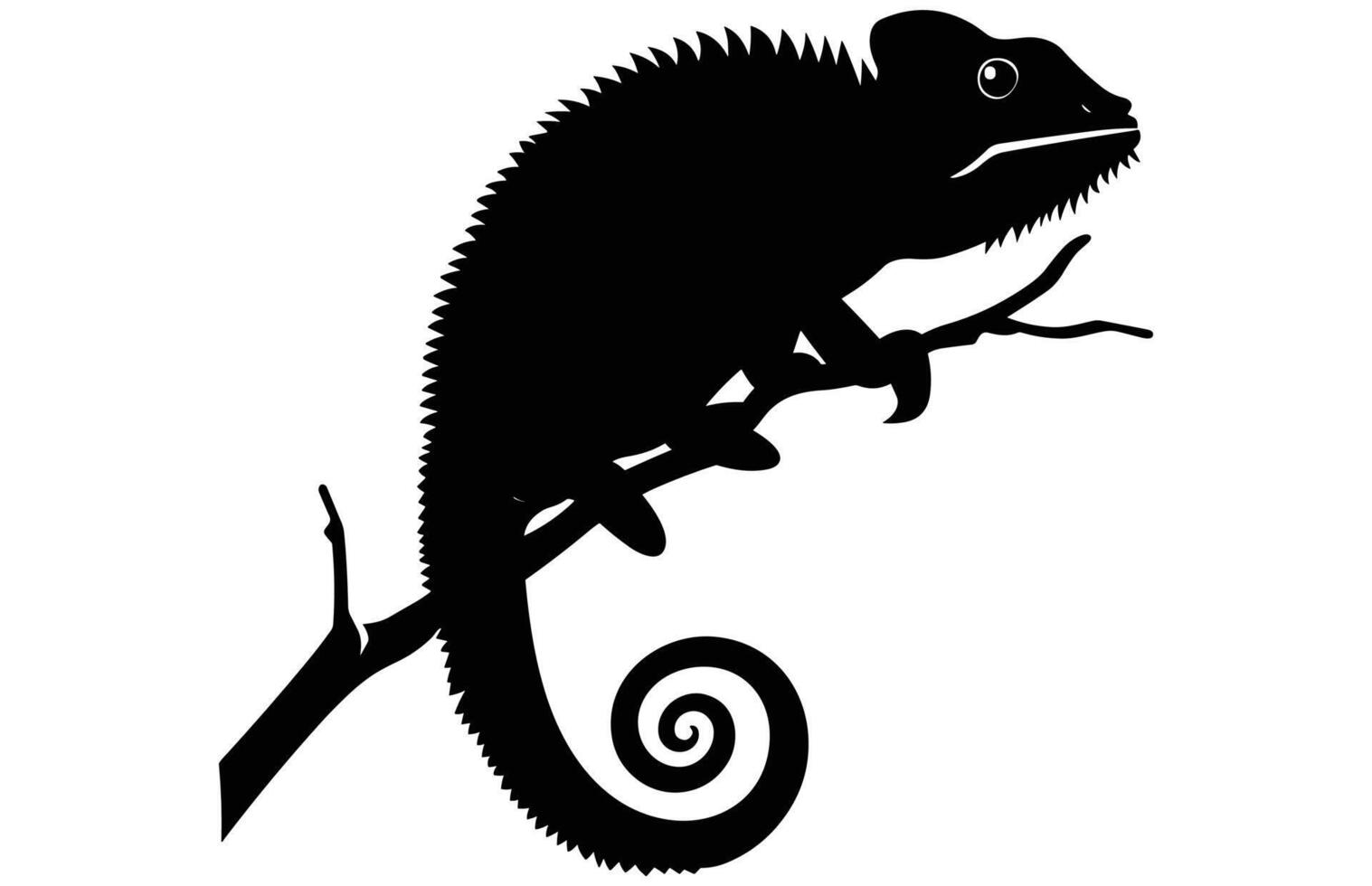 Chameleon Silhouette High Quality Stock Illustration. vector