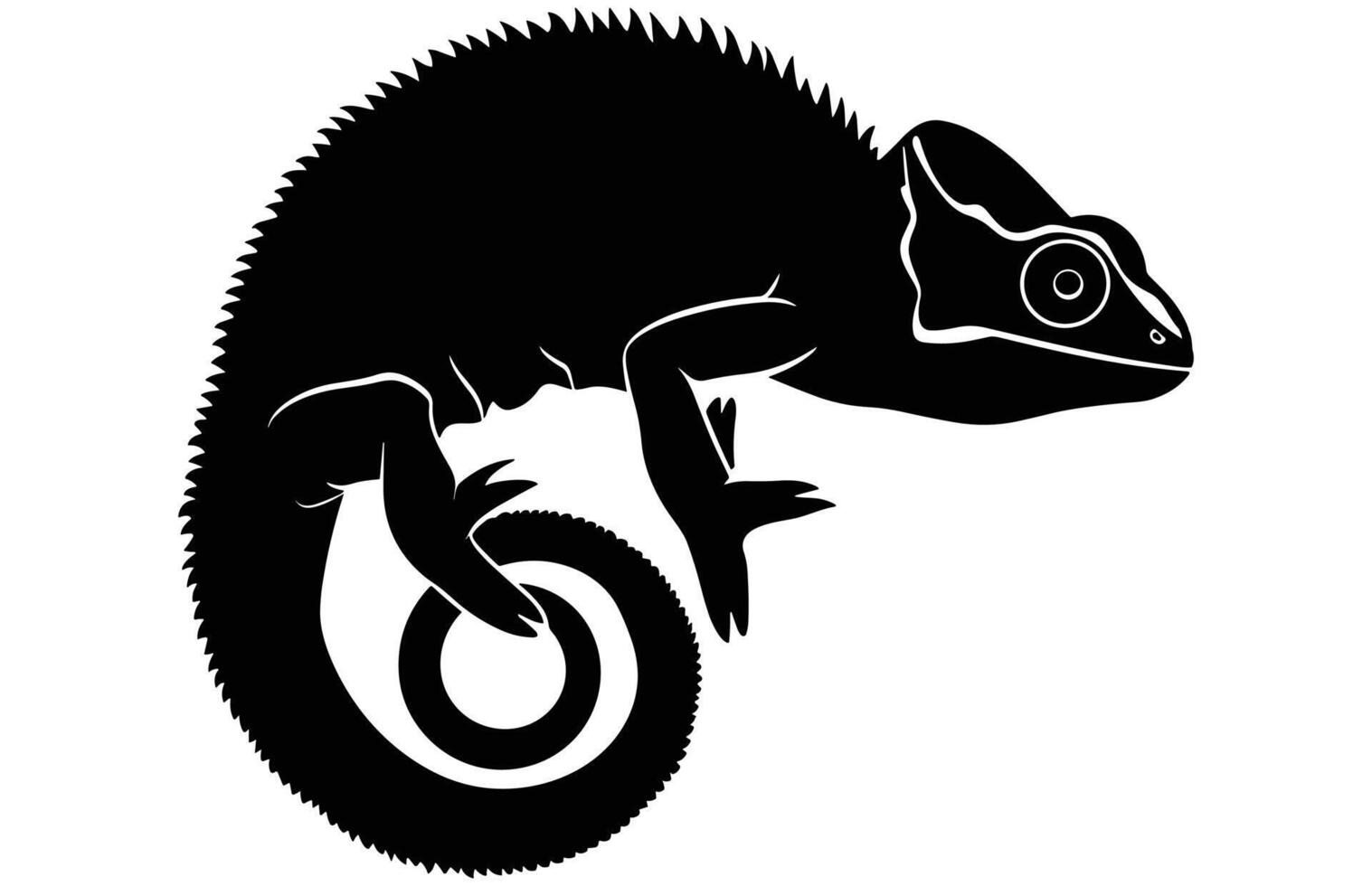 Chameleon Silhouette High Quality Stock Illustration. vector