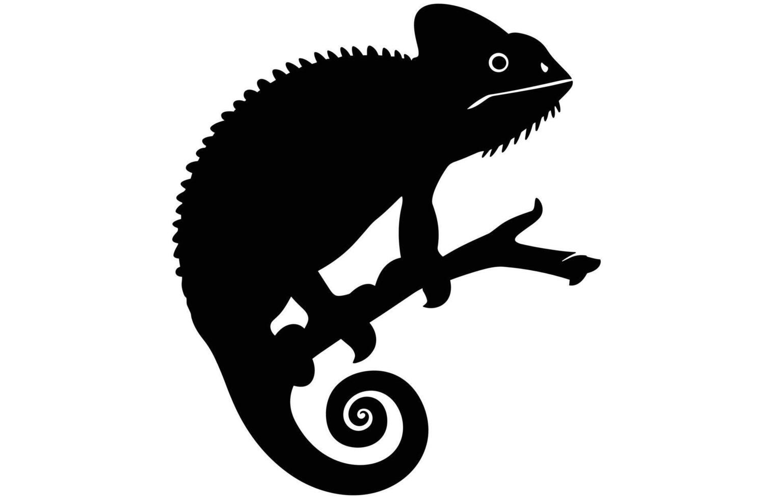 Chameleon Silhouette High Quality Stock Illustration. vector