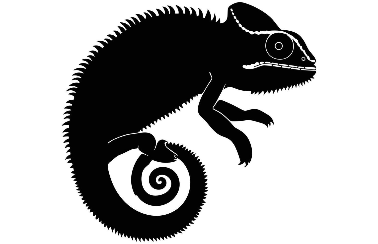 Chameleon Silhouette High Quality Stock Illustration. vector