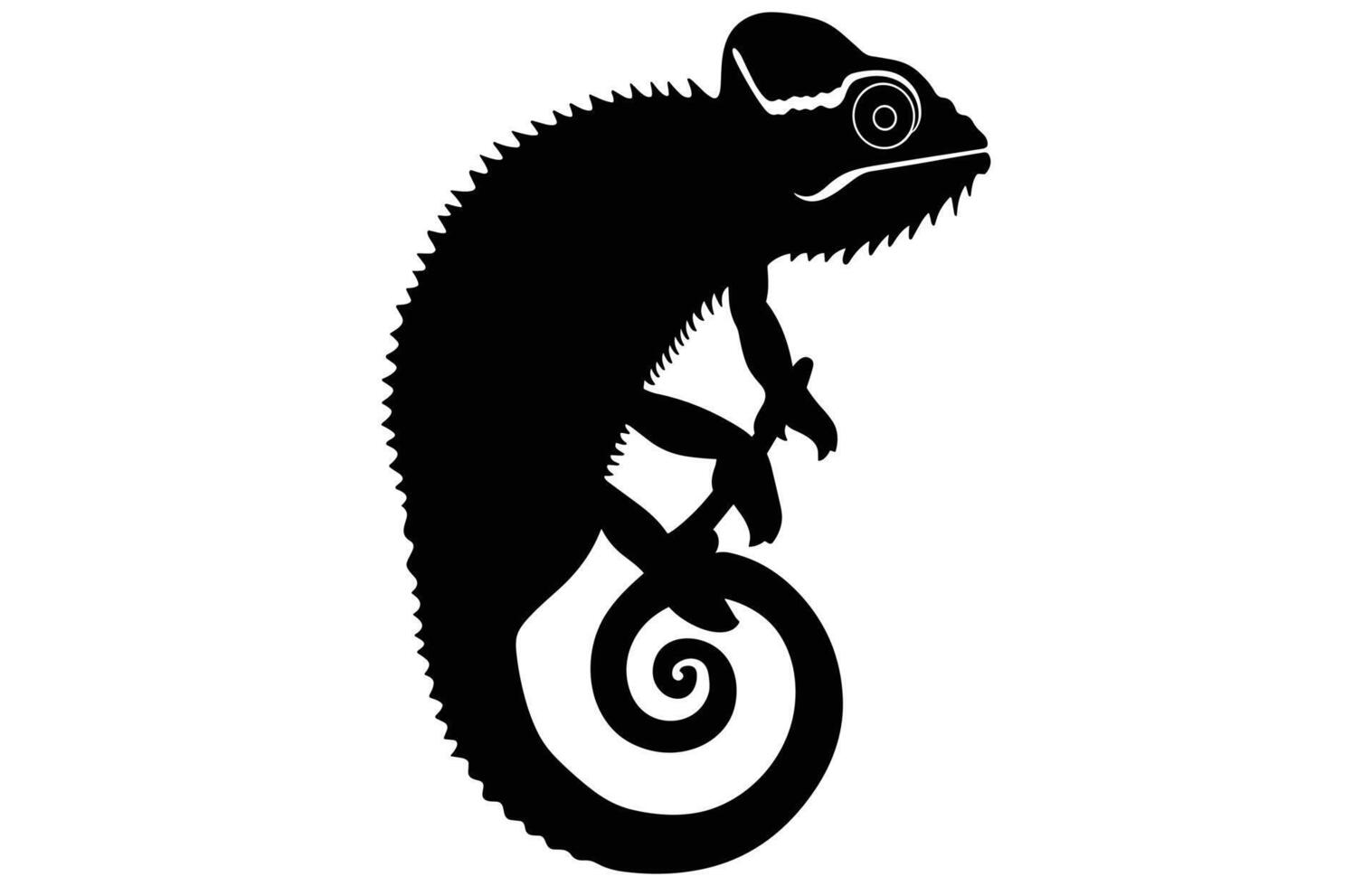 Chameleon Silhouette High Quality Stock Illustration. vector