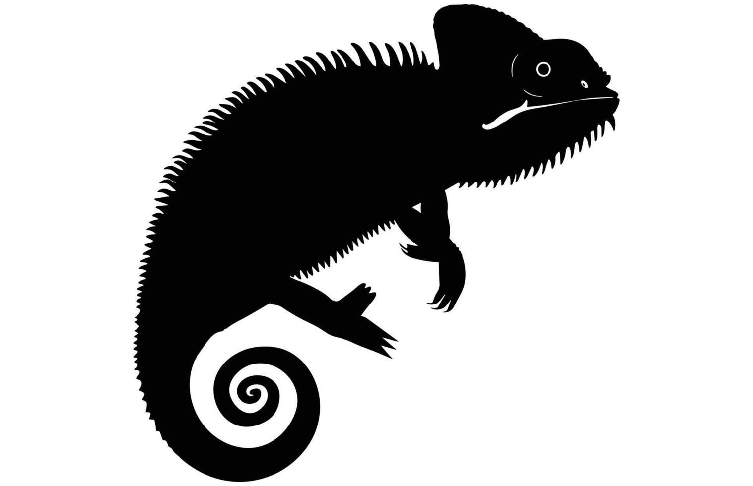 Chameleon Silhouette High Quality Stock Illustration. vector