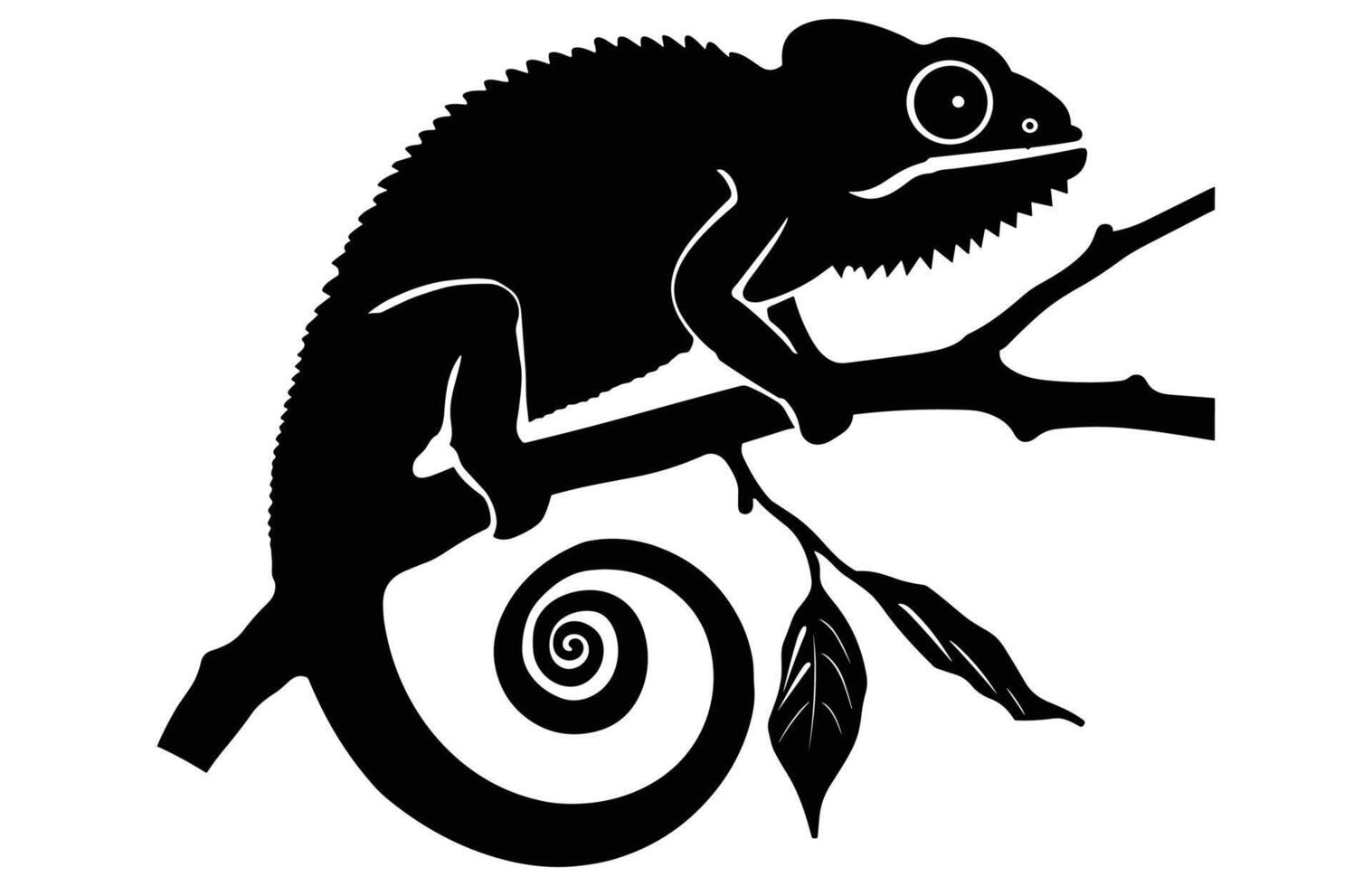 Chameleon Silhouette High Quality Stock Illustration. vector