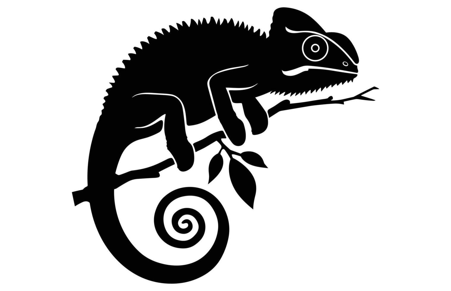 Chameleon Silhouette High Quality Stock Illustration. vector