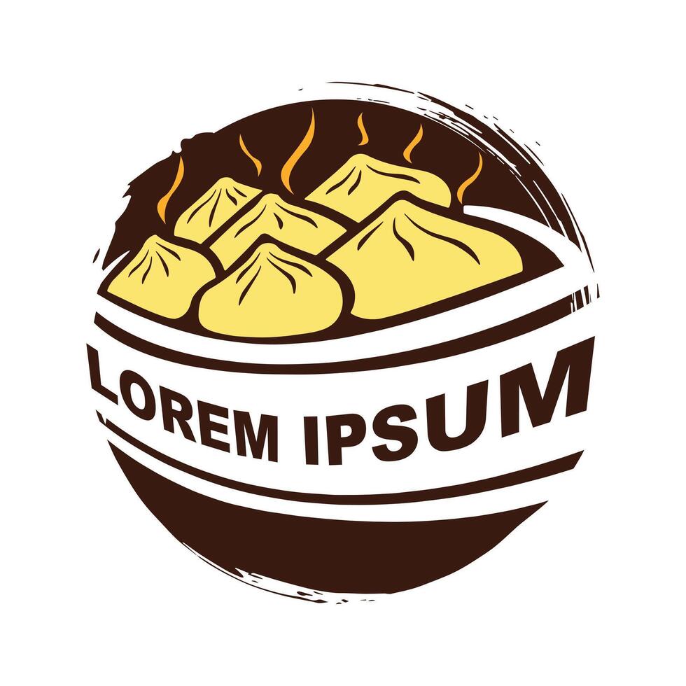 Chinese food dimsum circle logo vector