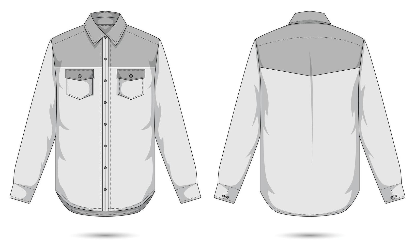 Long sleeve formal shirt mockup front and back view vector