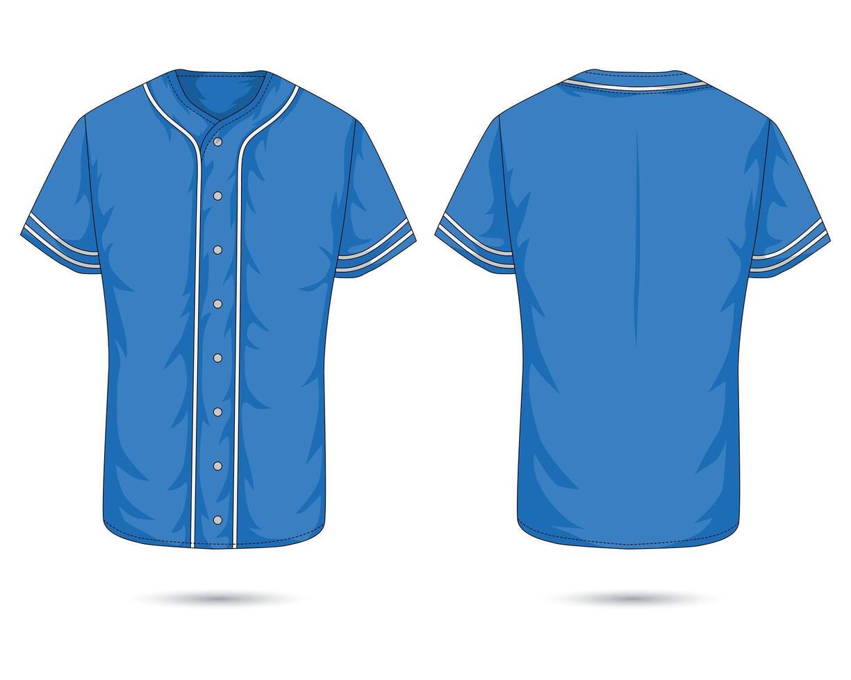 Blue baseball jersey template front and back view vector