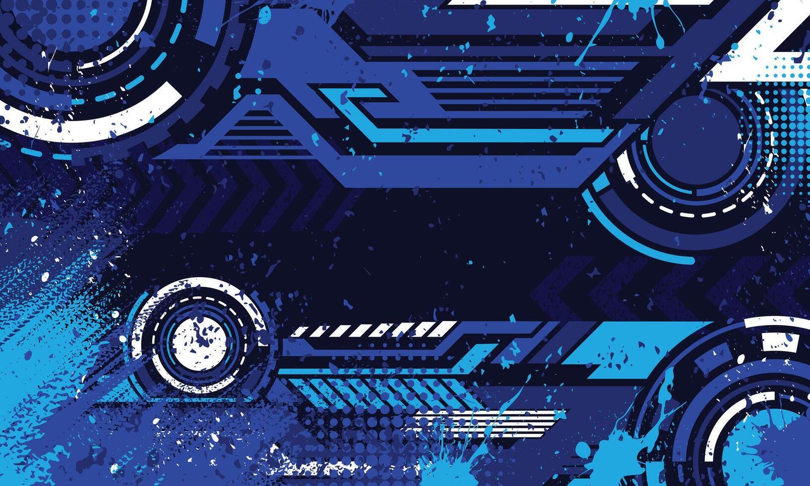 Abstract blue grunge brush stroke futuristic geometric shape background vector