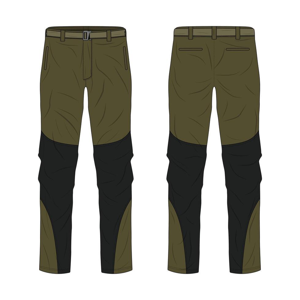 Outdoor hiking pants template front and back view vector